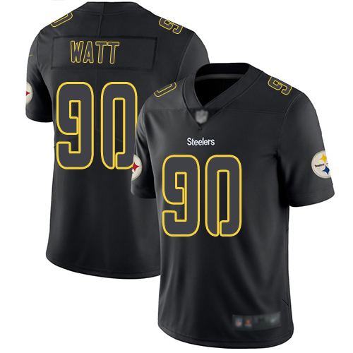 Men Pittsburgh Steelers Football #90 Limited Black T J Watt Rush Impact Nike NFL Jersey->nfl t-shirts->Sports Accessory